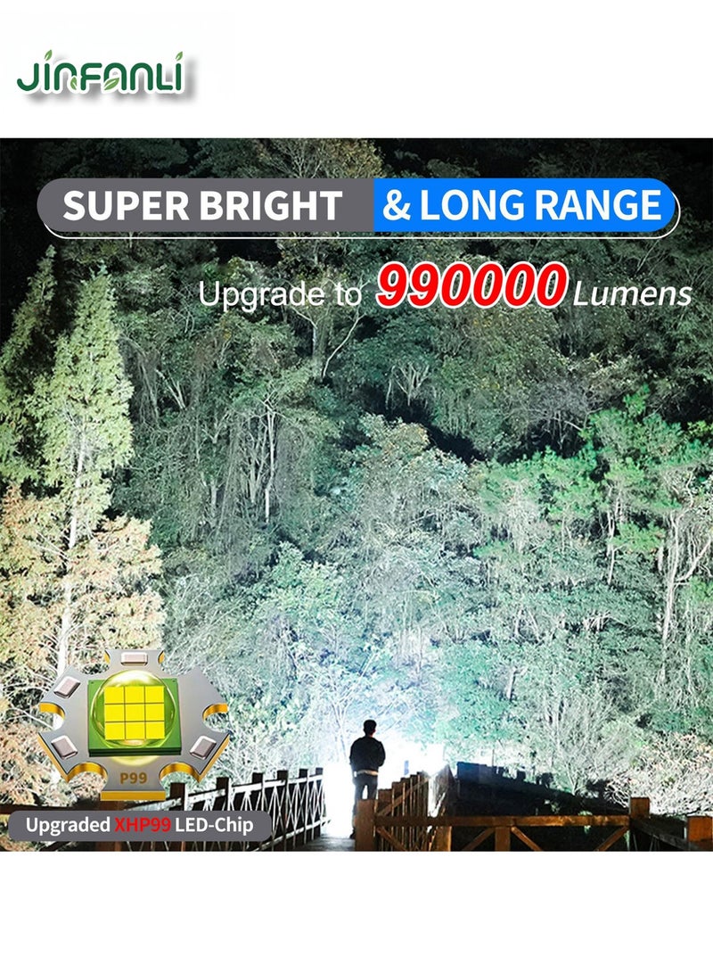 JINFANLI LED Flashlight, Super Bright Flashlight with LCD Display, Rechargeable, Military Grade Waterproof, Zoomable, Suitable for Camping - Image 3